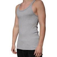 Dolce & Gabbana Gray Cotton Sleeveless Round Neck Tank T-shirt