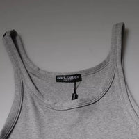 Dolce & Gabbana Gray Cotton Sleeveless Round Neck Tank T-shirt