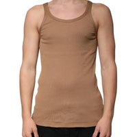 Dolce & Gabbana Brown Cotton Sleeveless Round Neck Tank T-shirt