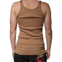 Dolce & Gabbana Brown Cotton Sleeveless Round Neck Tank T-shirt