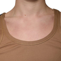 Dolce & Gabbana Brown Cotton Sleeveless Round Neck Tank T-shirt