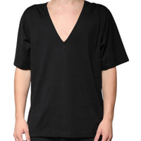 Dolce & Gabbana Black Cotton V-neck Short Sleeves T-shirt