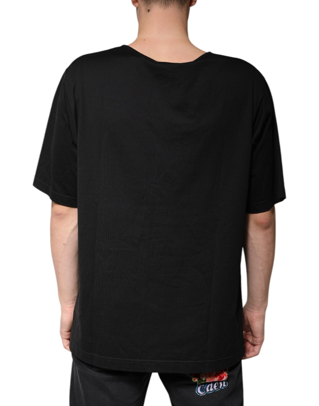 Dolce & Gabbana Black Cotton V-neck Short Sleeves T-shirt