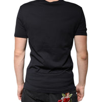 Dolce & Gabbana Black Cotton V-neck Short Sleeves T-shirt