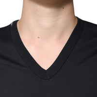 Dolce & Gabbana Black Cotton V-neck Short Sleeves T-shirt