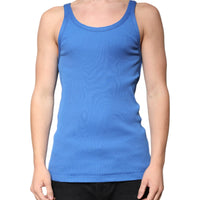 Dolce & Gabbana Blue Cotton Sleeveless Round Neck Tank T-shirt