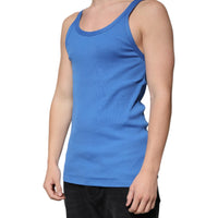 Dolce & Gabbana Blue Cotton Sleeveless Round Neck Tank T-shirt