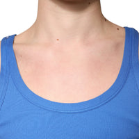 Dolce & Gabbana Blue Cotton Sleeveless Round Neck Tank T-shirt