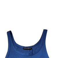 Dolce & Gabbana Blue Cotton Sleeveless Round Neck Tank T-shirt