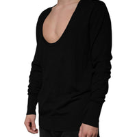 Dolce & Gabbana Black Wool Round Neck Pullover Sweater