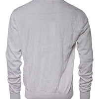 Dolce & Gabbana White Silk Crew Neck Men Pullover Sweater