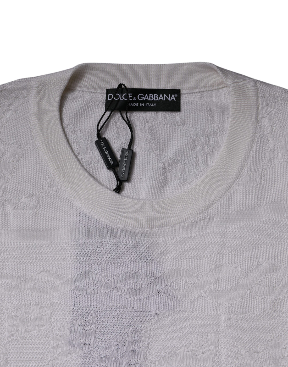 Dolce & Gabbana White Silk Crew Neck Men Pullover Sweater