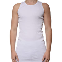 Dolce & Gabbana White Cotton Sleeveless Round Neck Tank T-shirt