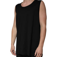 Dolce & Gabbana Black Cotton Sleeveless Round Neck Tank T-shirt