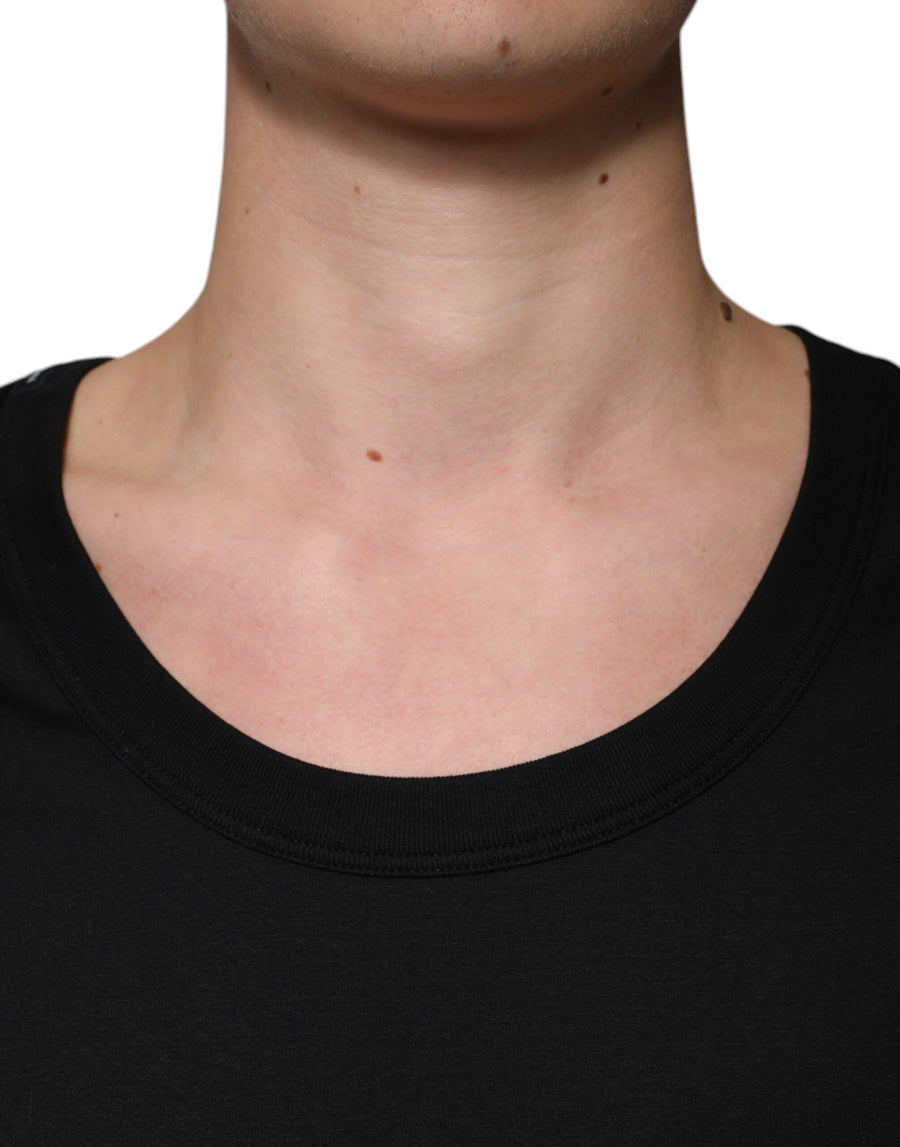 Dolce & Gabbana Black Cotton Sleeveless Round Neck Tank T-shirt