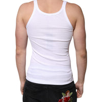 Dolce & Gabbana White Cotton DG Sleeveless Round Neck T-shirt