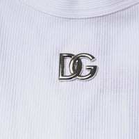 Dolce & Gabbana White Cotton DG Sleeveless Round Neck T-shirt