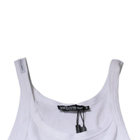 Dolce & Gabbana White Cotton DG Sleeveless Round Neck T-shirt