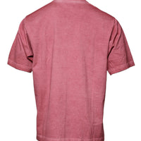 Dolce & Gabbana Pink Logo Print Cotton Crew Neck T-shirt