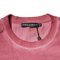 Dolce & Gabbana Pink Logo Print Cotton Crew Neck T-shirt