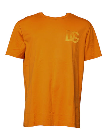 Dolce & Gabbana Orange Logo Cotton Crew Neck T-shirt