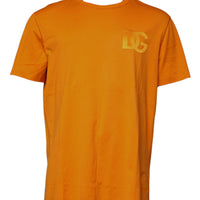 Dolce & Gabbana Orange Logo Cotton Crew Neck T-shirt