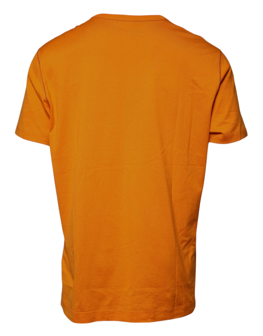 Dolce & Gabbana Orange Logo Cotton Crew Neck T-shirt