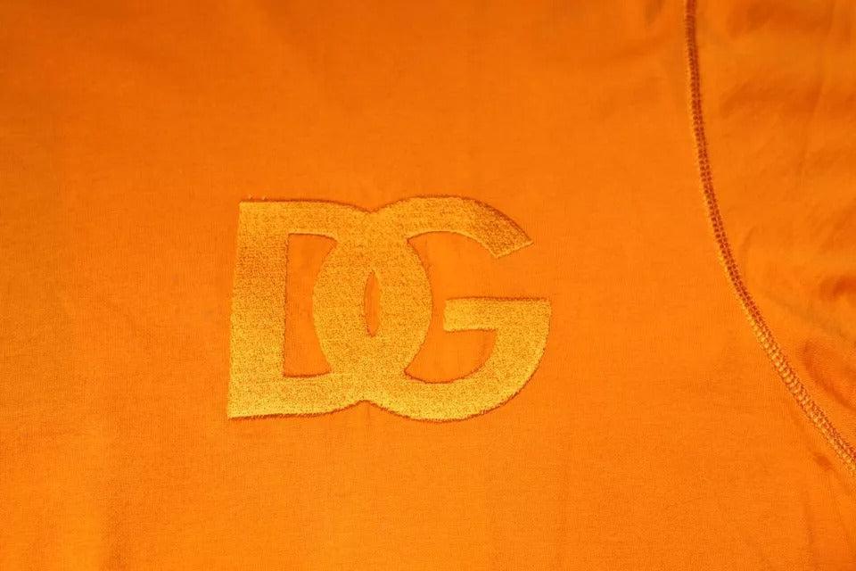Dolce &amp; Gabbana Orange Logo Cotton Crew Neck T-shirt