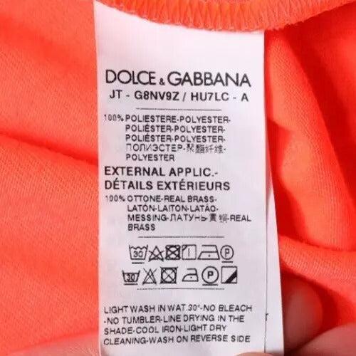 Dolce &amp; Gabbana Orange Logo Polyester Crew Neck T-shirt