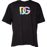 Dolce & Gabbana Black Logo Print Cotton Crew Neck T-shirt