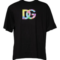 Dolce & Gabbana Black Logo Print Cotton Crew Neck T-shirt