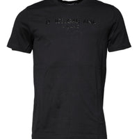 Dolce & Gabbana Black Logo Cotton Crew Neck T-shirt