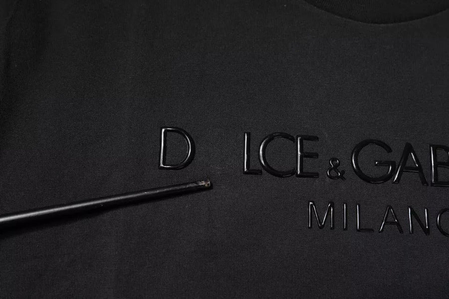 Dolce & Gabbana Black Logo Cotton Crew Neck T-shirt