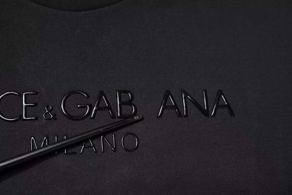 Dolce & Gabbana Black Logo Cotton Crew Neck T-shirt