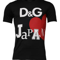 Dolce & Gabbana Black Graphic Print Cotton Crew Neck T-shirt