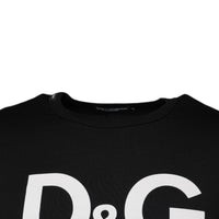 Dolce & Gabbana Black Graphic Print Cotton Crew Neck T-shirt