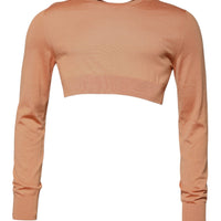 Dolce & Gabbana Beige Wool Crewneck Pullover Cropped Sweater