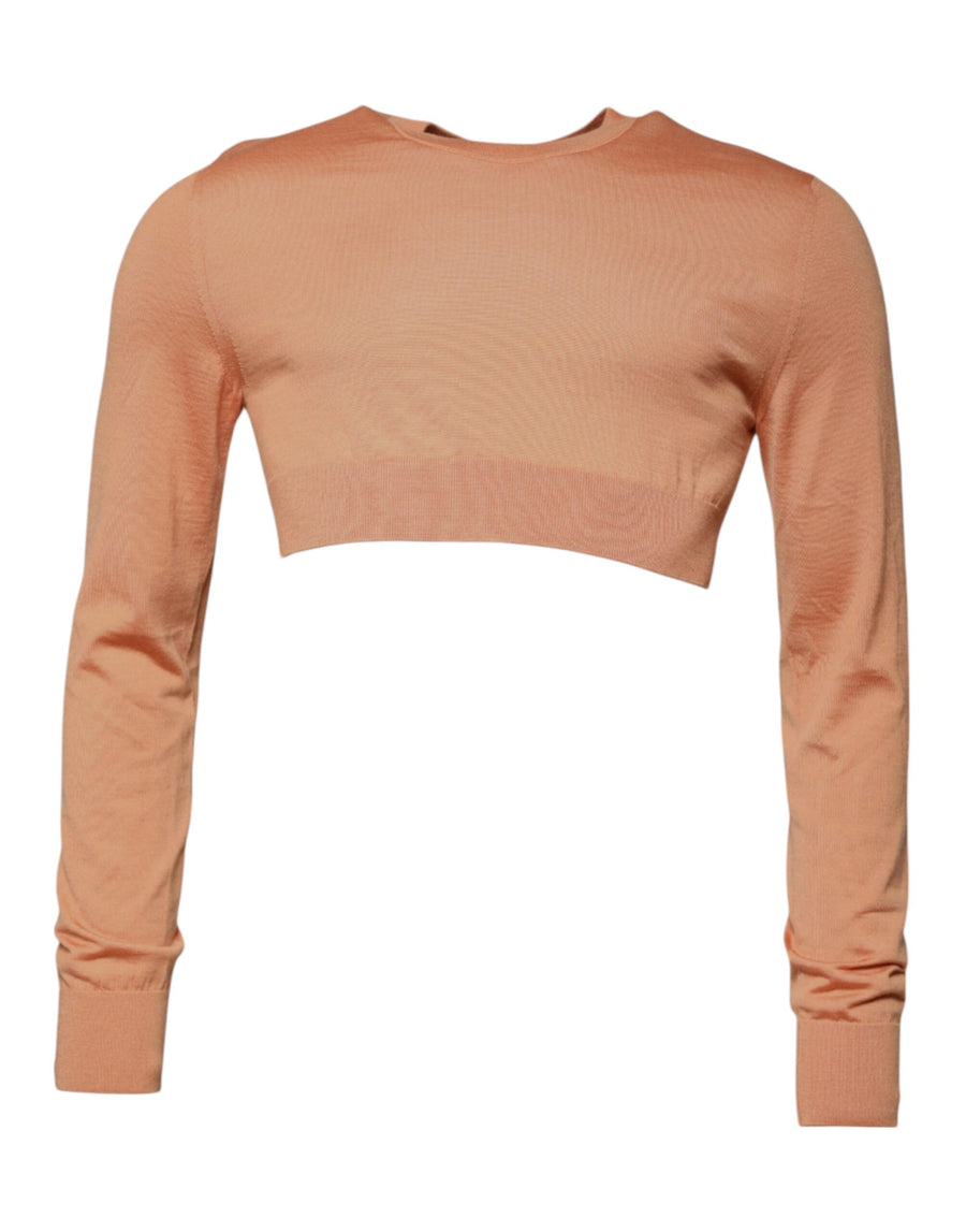 Dolce & Gabbana Beige Wool Crewneck Pullover Cropped Sweater