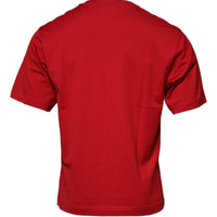 Dolce & Gabbana Red Logo Print Cotton Crew Neck T-shirt