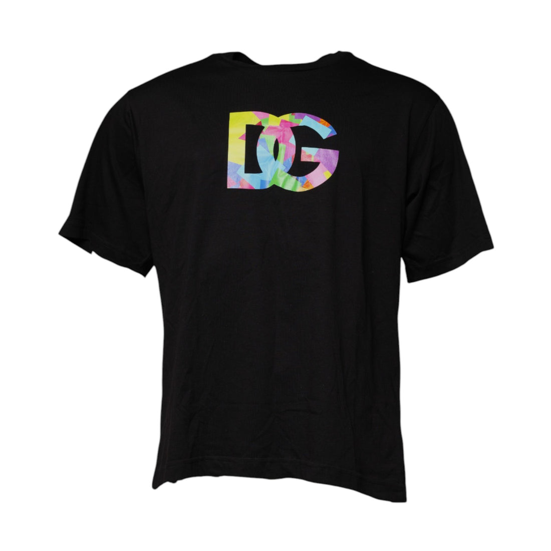 Dolce & Gabbana Black Logo Print Cotton Crew Neck T-shirt