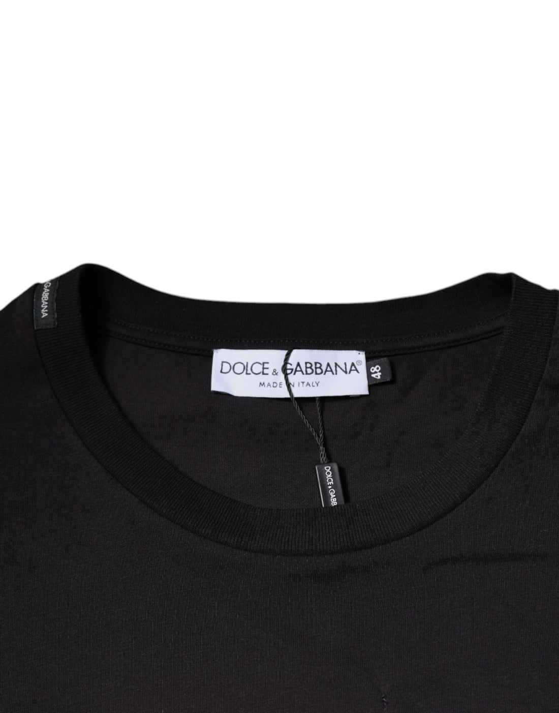 Dolce & Gabbana Black Logo Print Cotton Crew Neck T-shirt