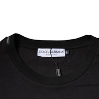 Dolce & Gabbana Black Logo Print Cotton Crew Neck T-shirt