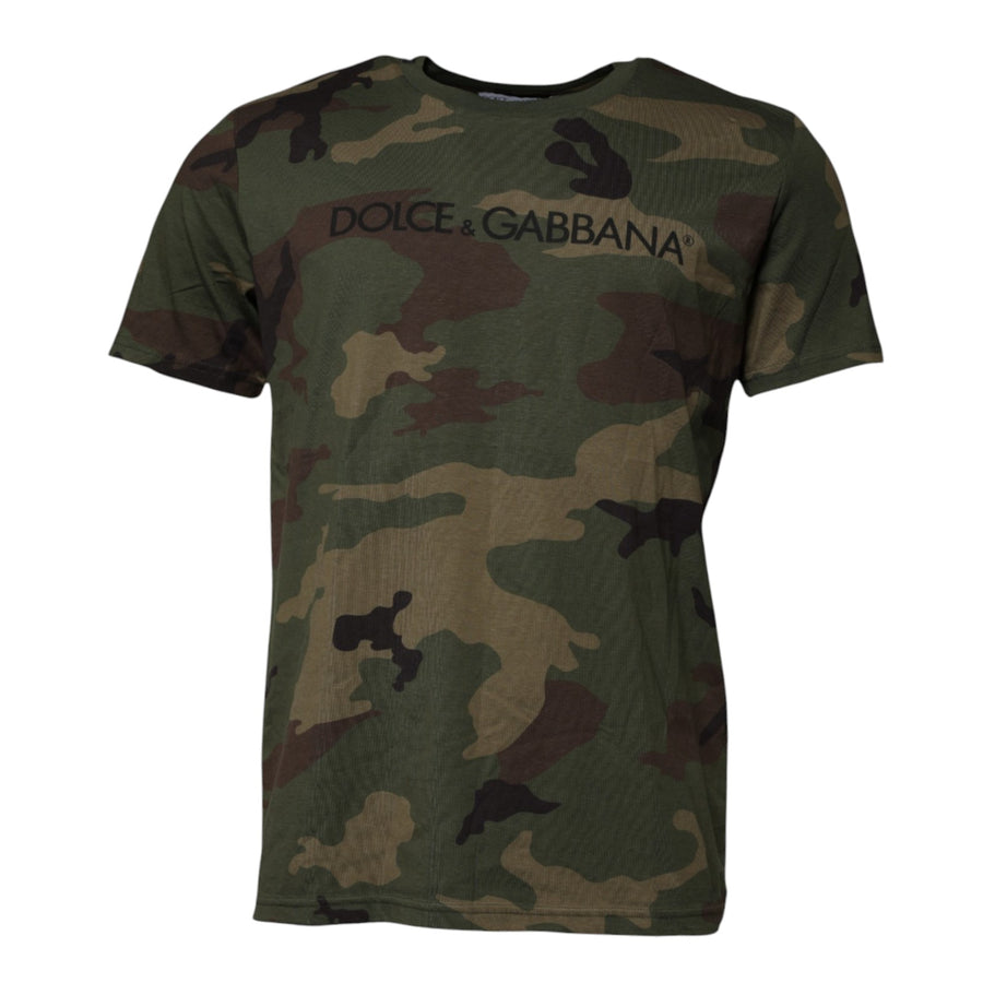 Dolce & Gabbana Multicolor Camouflage Cotton Crew Neck T-shirt