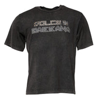 Dolce & Gabbana Gray Logo Embellished Men Crew Neck T-shirt