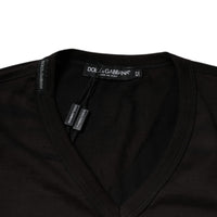 Dolce & Gabbana Black Cotton V-neck Short Sleeve T-shirt