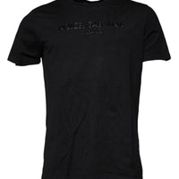 Dolce & Gabbana Black Logo Cotton Crew Neck T-shirt