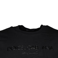 Dolce & Gabbana Black Logo Cotton Crew Neck T-shirt