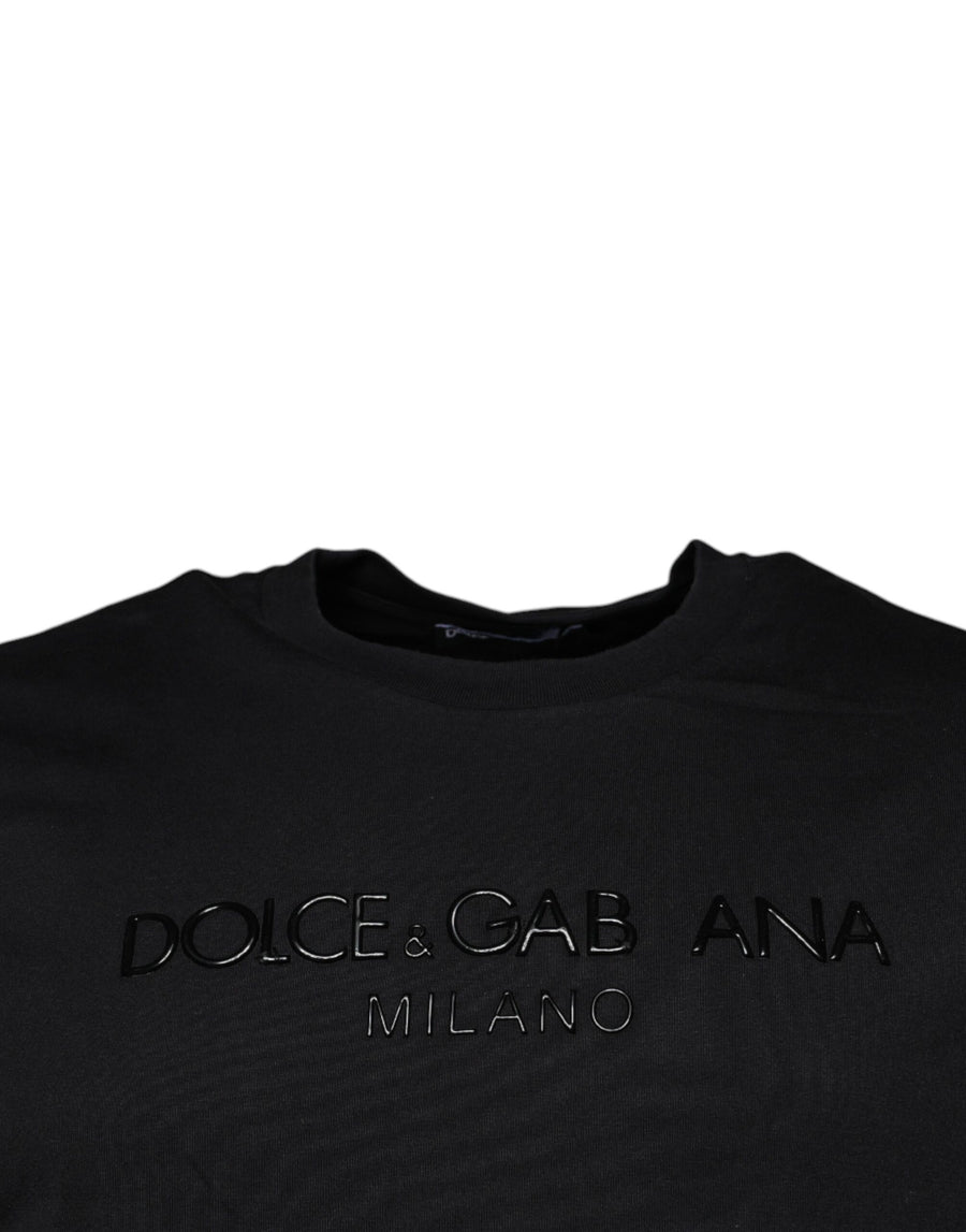 Dolce & Gabbana Black Logo Cotton Crew Neck T-shirt