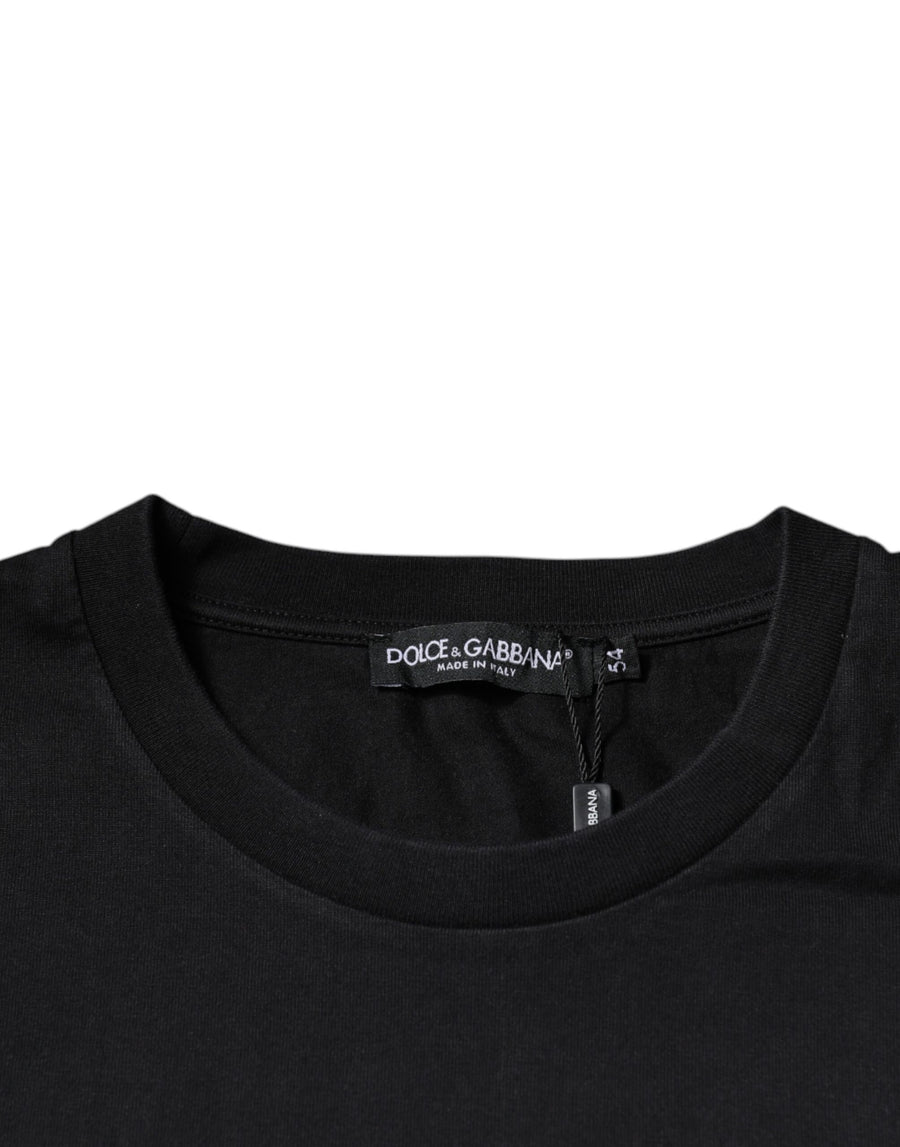 Dolce & Gabbana Black Logo Cotton Crew Neck T-shirt