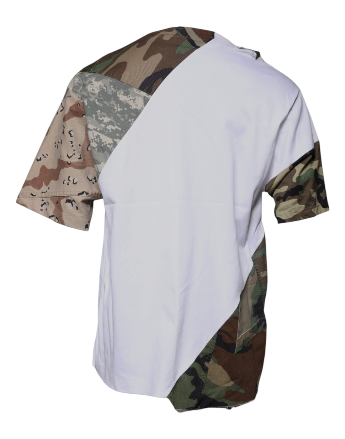 Dolce & Gabbana White Camouflage Cotton Crew Neck T-shirt